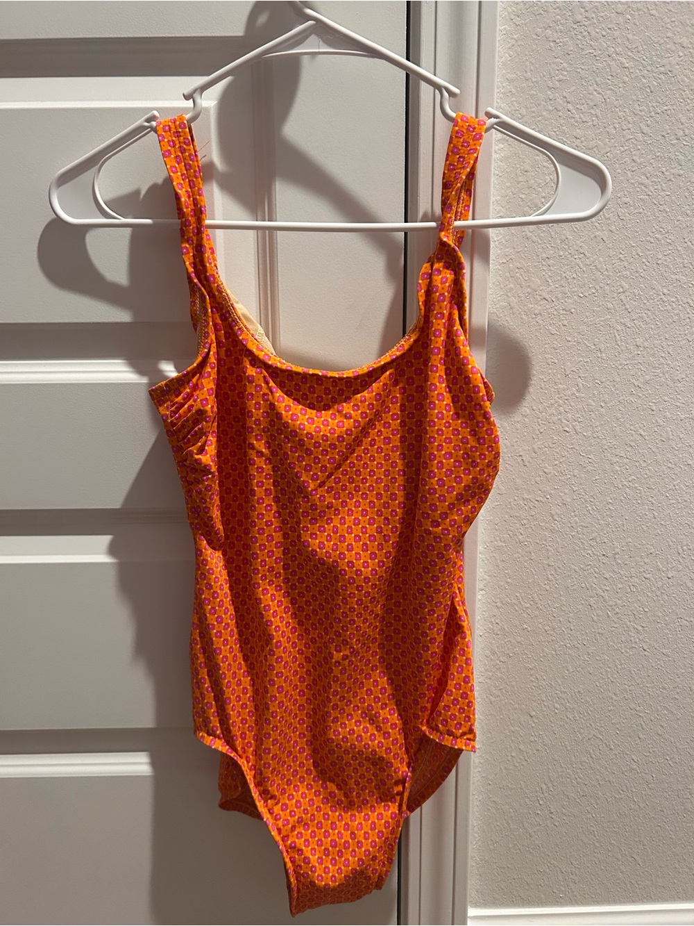 Women's Orange Printed One-Piece Swim Bodysuit